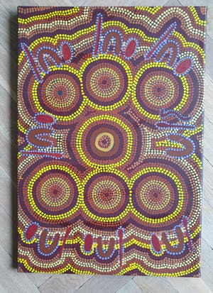 Niet of onleesbaar gesigneerd - Initialen BL 132 - Aboriginal Kunst - Jurkurrpa - 58 x 40 cm kopen? Bied vanaf 1!