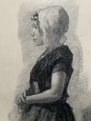 Johan Antonie de Jonge - 'Schevenings vissersmeisje' incl. 2 boeken over De Jonge kopen? Bied vanaf 445!