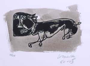 Corneille - Zeefdruk en aquarel, Cobra verkocht voor € 100!