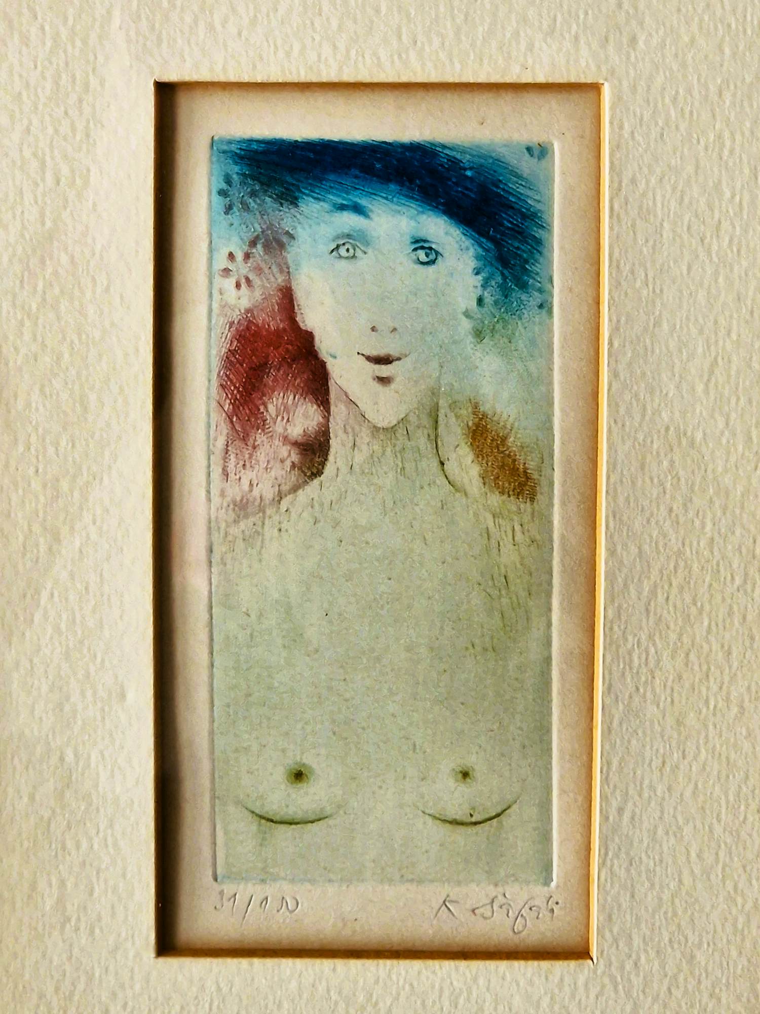 Karel Safar - ca. 1960 - Ets en Aquatint "vrouwelijk naakt" beperkte oplage - gesigneerd verkocht voor € 38!