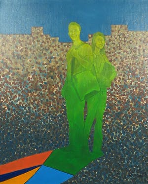 Valentin Bakardjiev - Olieverf op doek, De wereld draait door I, (Groot) kopen? Bied vanaf 1!