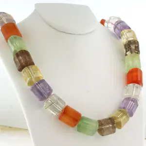 kralen collier van carneool, amethist, bergkristal, citrien en rutiel kwarts kopen? Bied vanaf 80!