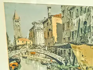 Hans Figura - Farb Radierung Aquatinta auf Seide Brücke in Venedig 50er Jahre handsigniert kopen? Bied vanaf 220!
