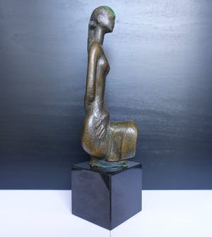 Brons (Onbekend) - zittend naakt, zeer mooi beeldje kopen? Bied vanaf 175!