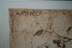 Anton Pieck - De Trap (Montfoort) 1916 - ets in bruin - een van de eerste afdrukken kopen? Bied vanaf 350!