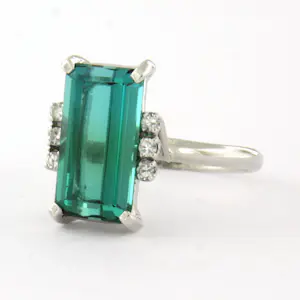 14k wit gouden ring met toermalijn en single cut geslepen diamant tot. 0.12ct kopen? Bied vanaf 510!