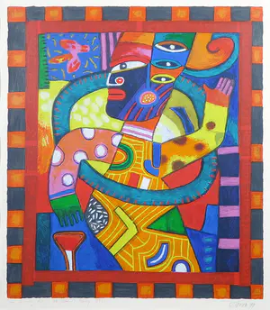 Clemens Briels - Zeefdruk, The winning dress at Valeries Party - Ingelijst kopen? Bied vanaf 100!