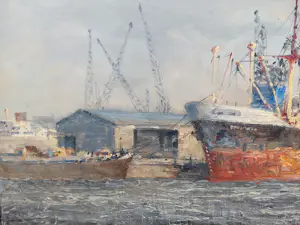 Marius de Jongere - Fraai havengezicht van Rotterdam kopen? Bied vanaf 1250!