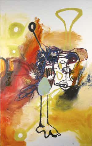 Rachid Ben Ali - Gemengde techniek op doek, Zonder titel (Groot) verkocht voor € 250!