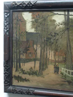 Annie Bruin - Olieverf op doek , Dorpsgezicht Laren? – Lijst, 34 x 44½ cm kopen? Bied vanaf 1!