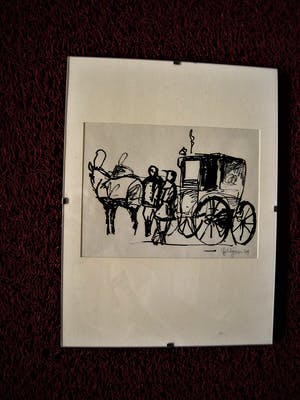 Niet of onleesbaar gesigneerd - Leuke OostIndische Inkt tekening "de PostKoets" gesigneerd kopen? Bied vanaf 10!