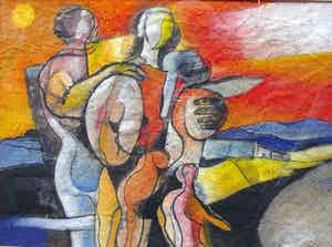 Dirkjan Ribbeling - Geen titel -gemengde techniek 1963- verkocht voor € 75!