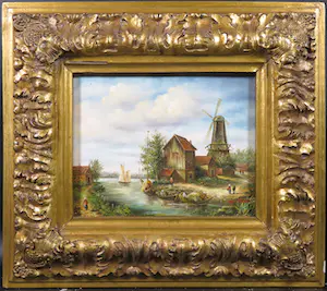 Willem van Roon - Olieverf op paneel, Hollands riviergezicht - Ingelijst kopen? Bied vanaf 1!