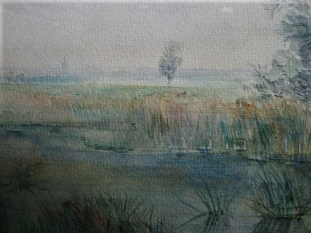Piet Klaasse - impressionistisch Pastel - "de Waaipolder met Eemnes op de achtergrond" gesignrd kopen? Bied vanaf 1!