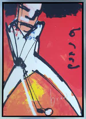 Herman Brood - 'De golfer' (groot) - Nieuw ingelijst verkocht voor € 620!