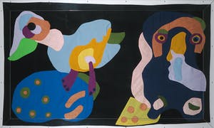 Karel Appel - Gemengde techniek - Collage van textiel, Zonder titel - Ingelijst (inclusief boek The Face of Appel, Zeer groot) kopen? Bied vanaf 1!