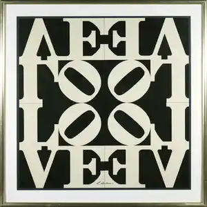 Robert Indiana - Gesigneerde druk, Love - Ingelijst verkocht voor € 1!
