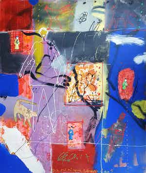 Dominique Chan - Acryl en collage op doek (Groot) verkocht voor € 365!