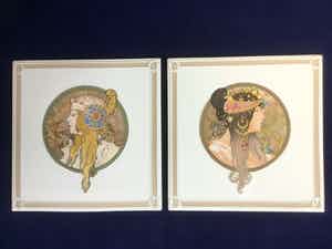Hutschenreuther - Set wandborden | Aphons Mucha | Byzantinische Kopfe | Die Blonde | Die Brunette verkocht voor € 175!