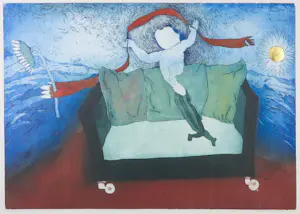 Michel van Overbeeke - Ets en aquatint met bladgoud, Poppins Bench - Ingelijst (Groot formaat!) kopen? Bied vanaf 140!