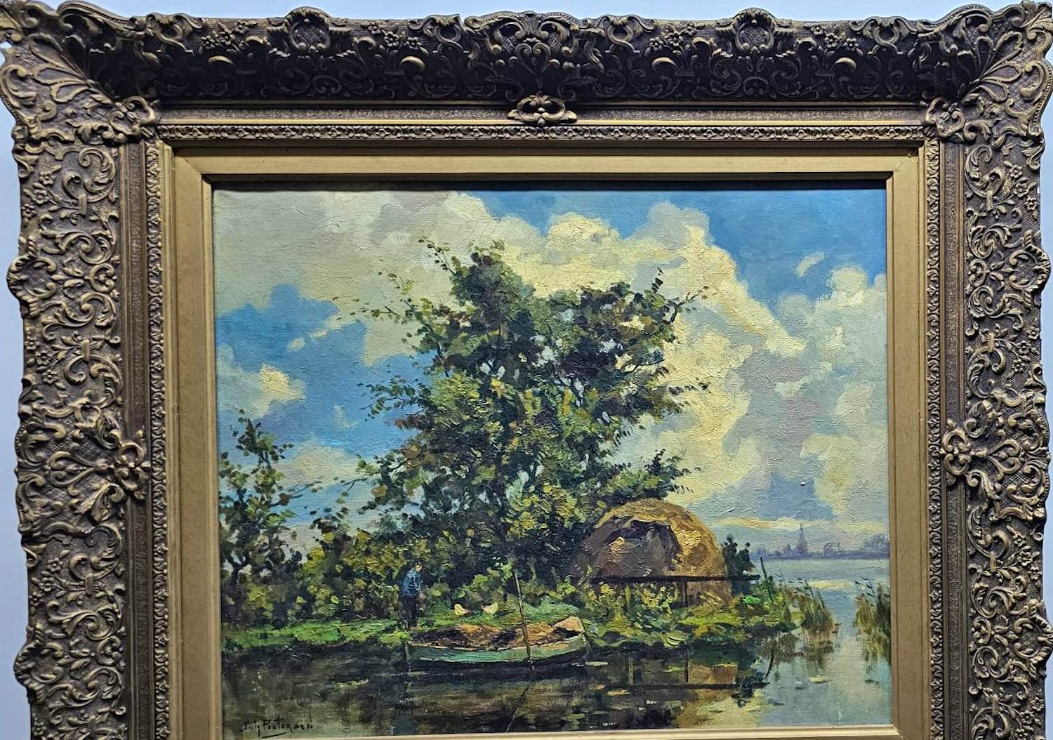 Johannes Antonius Pietersen - Hooiklamp en boer met kippen aan het Water. kopen? Bied vanaf 50!