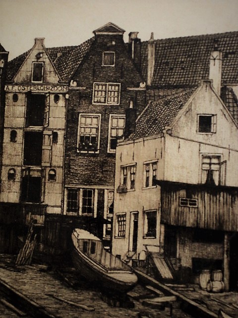 Petrus Johannes Teunissen - Prachtige ca. 1920 Ets "Amsterdam het Bickerseiland" gesigneerd kopen? Bied vanaf 1!