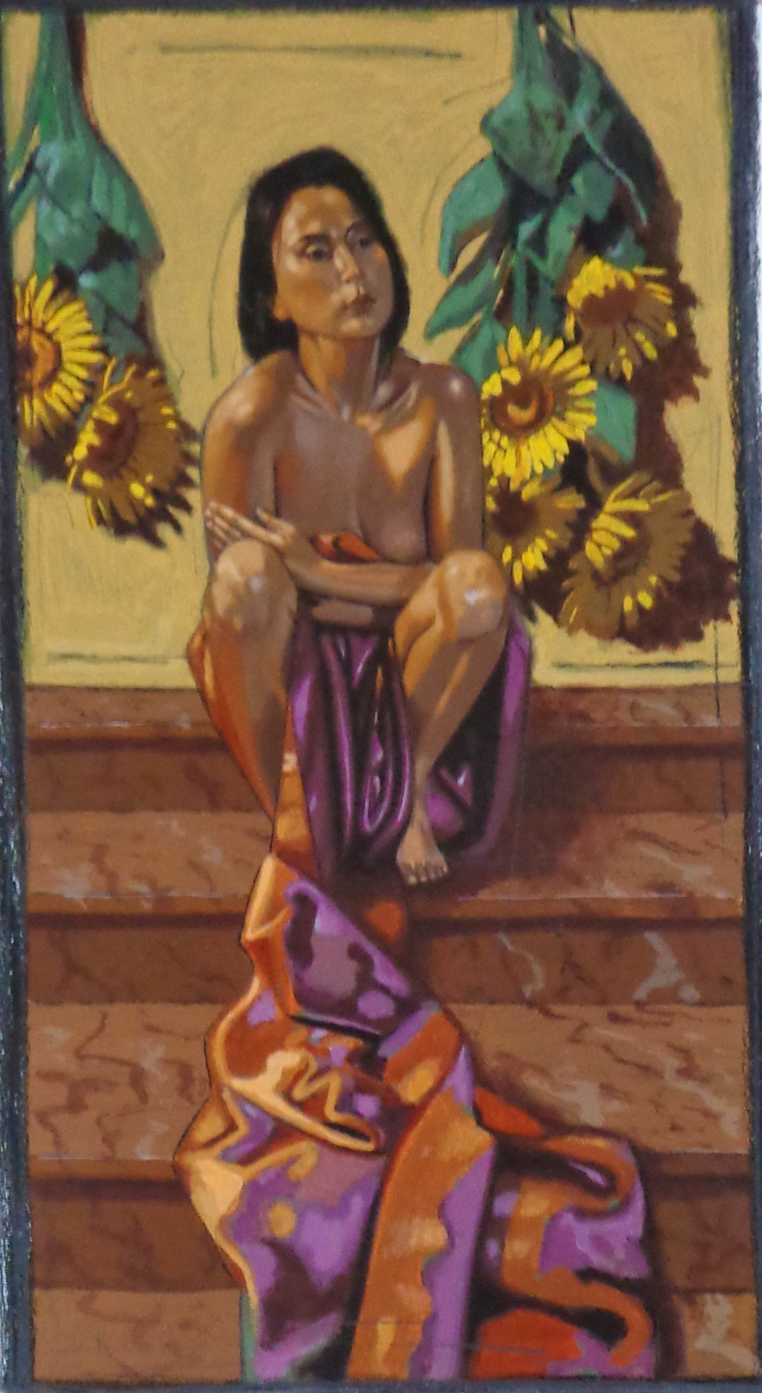 Nico Vrielink - MIJMERENDE HALFNAAKTE VROUW / KLEURZEEFDRUK / 103x85cm / SIG kopen? Bied vanaf 45!