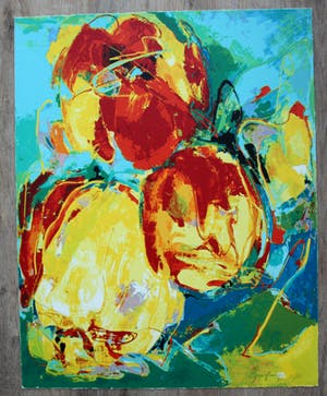 Ger Jansen - litho: bloemen - 1990 kopen? Bied vanaf 49!