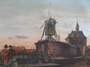 Aelbert Cuyp - Gezicht op de Oude Oostpoort te Rotterdam met molen op bolwerk . kopen? Bied vanaf 20!
