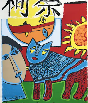 Corneille - Zeldzame lithografische poster "De kat in de maan" - Liu Hai Su Art Museum kopen? Bied vanaf 150!