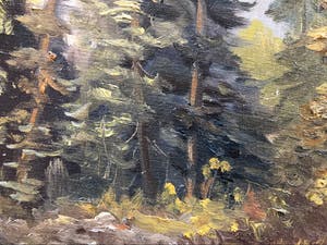 Niet of onleesbaar gesigneerd - Canadese school: bosgezicht door Elaine Fleming (1928-2014) kopen? Bied vanaf 1!