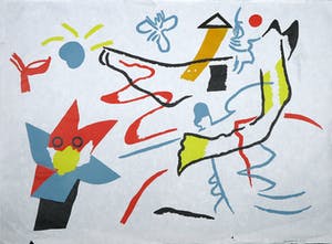 Jef Diederen - Linosnede op Japans papier, De ster kopen? Bied vanaf 1!