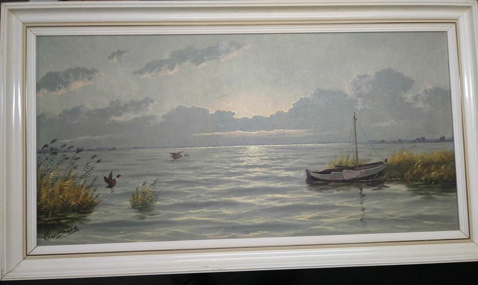 Niet of onleesbaar gesigneerd - Polderlandschap met opvliegende eenden kopen? Bied vanaf 1!