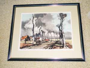 Ferdinand Luigini - Gekleurde Ets - La route de Dunkerque verkocht voor € 75!