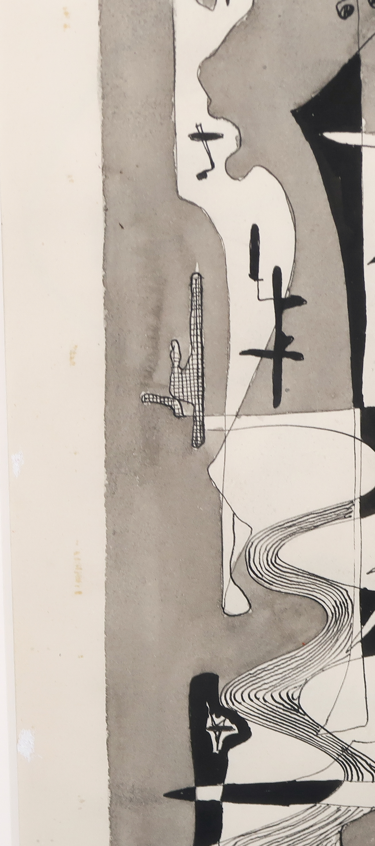 Henri Titselaar - Inkttekening, Abstracte compositie + boek - Ingelijst kopen? Bied vanaf 40!