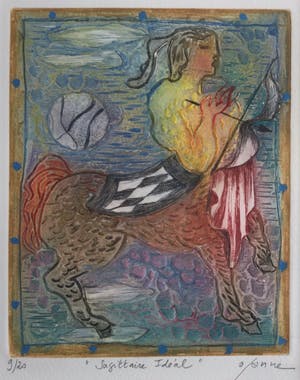 Osanne Nègre - "Sagittaire Idéal" (sterrenbeeld) | Litho - carborundum (ingelijst) kopen? Bied vanaf 49!