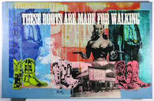 Crail Moansburg - Handbewerkte zeefdruk en acryl op doek, These boots - Ingelijst (Groot) kopen? Bied vanaf 150!