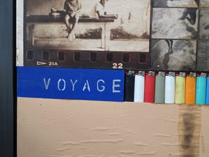 Flavio Piras - Gemende techniek , “Voyage” – 1994 - ingelijst – 126 x 118 cm. kopen? Bied vanaf 1!