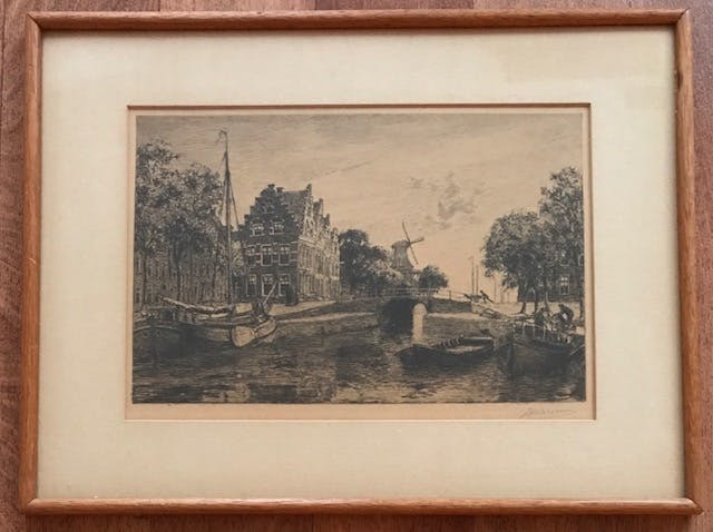 Ids Wiersma - ets stadsgezicht Dokkum Friesland. kopen? Bied vanaf 85!