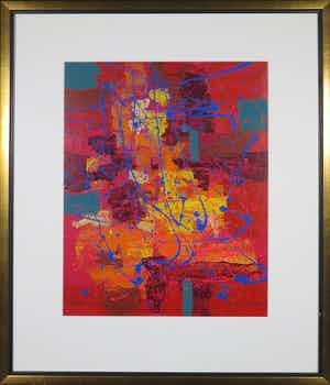 Ad Verstijnen - Olieverf op papier, Zonder titel - Ingelijst verkocht voor € 100!