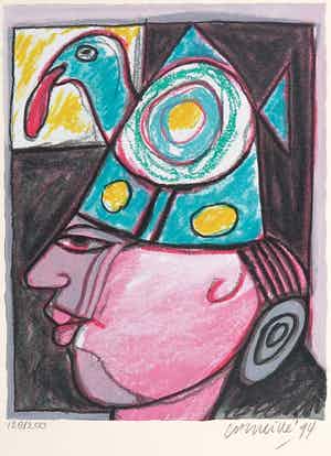 Corneille - Zeefdruk, Clown aux grosses joues verkocht voor € 80!