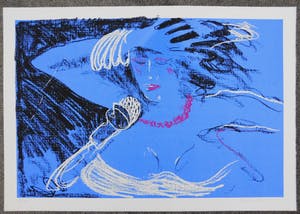 Dees De Bruyne - Femme Bleu avec collier rouge kopen? Bied vanaf 50!