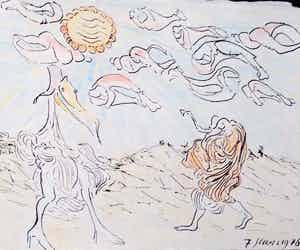 Reinhoud D'Haese - tekening, gedateerd en ingelijst. CoBrA kunstenaar verkocht voor € 330!