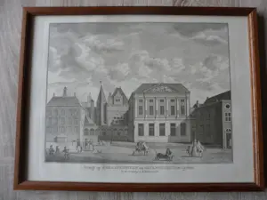 Abraham Delfos - 2 Gravure van Leiden, Academie en zicht op 's Graavensteen en gevangenhuis kopen? Bied vanaf 25!