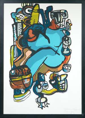 George Heidweiller - Zeefdruk, What happened to [...] - Ingelijst verkocht voor € 50!