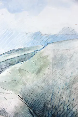 Gijs Stuyling - Gemengde techniek op geschept papier, Duinlandschap - Ingelijst (Zeer groot) kopen? Bied vanaf 1!