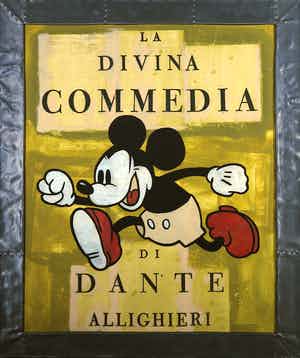 Jan Bollaert - Gemengde techniek op board, Mickey la Divina - Ingelijst (Zeer Groot) verkocht voor € 100!