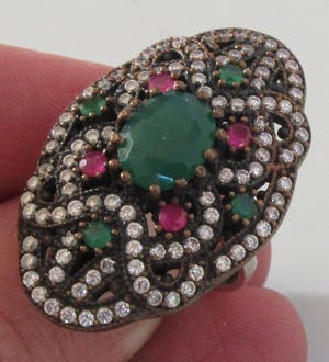 Niet of onleesbaar gesigneerd - Zilveren (925) Afghaanse Kuchi Halsketting met hanger en twee ringen kopen? Bied vanaf 1!