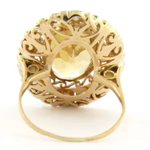 18k geel goud met platina ring met citrien en old mine cut diamonds up to 0.50ct kopen? Bied vanaf 610!