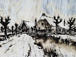 Toon Koster - Sfeervol impressionistisch Aquarel en Sepia "winterlandschap" gesigneerd kopen? Bied vanaf 43!